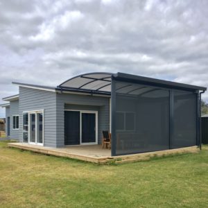 New Denim Blue system with charcoal sundream canopy and mesh Cafe screens