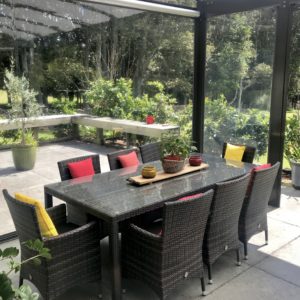 Ironsand system with charcoal sundream canopy and clear Ziptrak screens