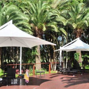 Skyspan cantilever umbrella at resort