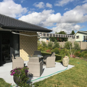 Horizon Monobloc 3.5m x 2.5m awning over back patio area