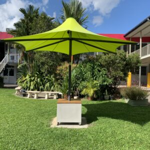 outdoor Skyspan umbrella at motel