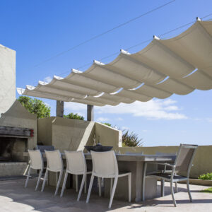 wave shade awning over outdoor area